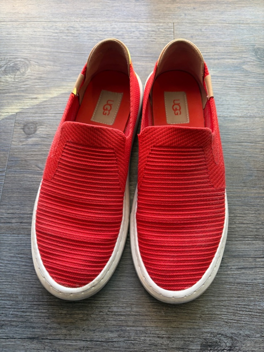 UGG Red Knit Slip-On Sneakers with White Sole